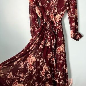 Long sleeved full length dress, perfect for weddings and events, worn twice